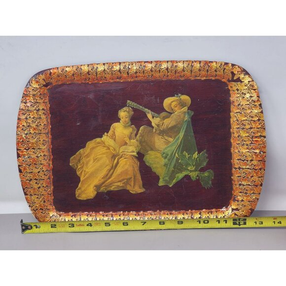 Vintage Francois Boucher "Le Teton De Musique" Decorative Wooden Tray‎ - Picture 7 of 8